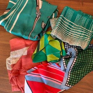 Assortment of Colorful Vintage Scarves (6)